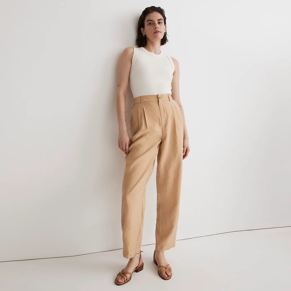 Madewell Straight Leg High-Waist Pants in Tan